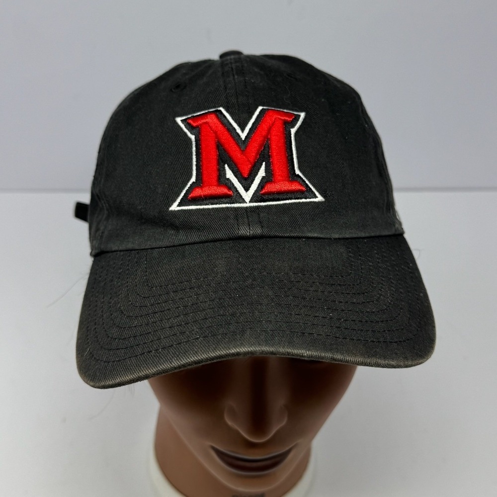 47 Brand Miami University RedHawks Hat Black OHT Adjustable Strapback Cap